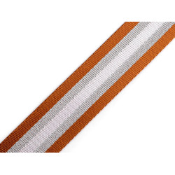 Taśma z lureksem gładka, dwustronna szerokość 38 mm - Brązowy koniakowy (1 Metr)