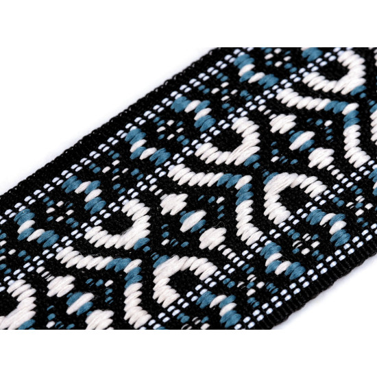 Borte mit muster/gurtband, breite 47 mm - Blau (1 Meter) Borte mit muster/gurtband, breite 47 mm - Blau (1 Meter)