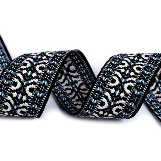Borte mit muster/gurtband, breite 47 mm - Blau (1 Meter) Borte mit muster/gurtband, breite 47 mm - Blau (1 Meter)