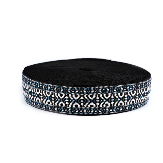 Borte mit muster/gurtband, breite 47 mm - Blau (1 Meter) Borte mit muster/gurtband, breite 47 mm - Blau (1 Meter)