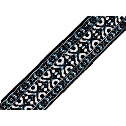 Cinta de jacquard para vestido, ancho 47 mm - Azul (1 Metro)