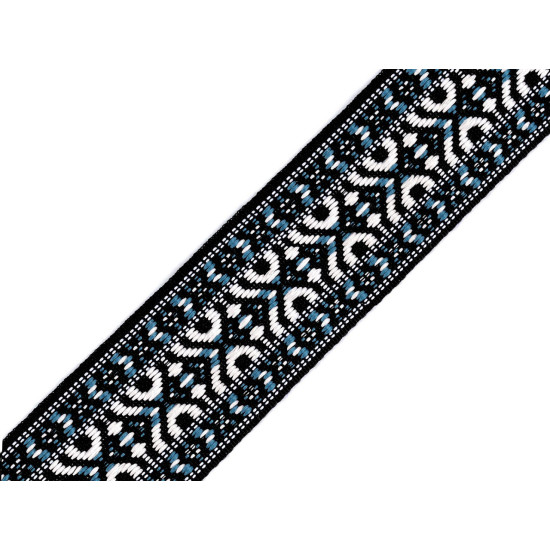 Borte mit muster/gurtband, breite 47 mm - Blau (1 Meter) Borte mit muster/gurtband, breite 47 mm - Blau (1 Meter)