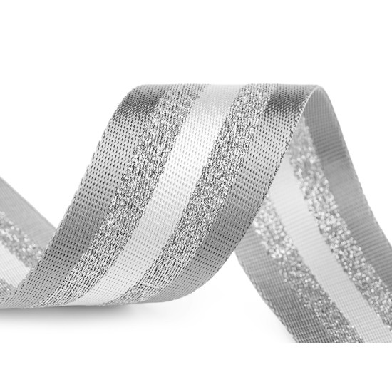 Taśma dwustronna szerokość 50 mm z lureksem - Zielony (20 Metry) Taśma dwustronna szerokość 50 mm z lureksem - Zielony (20 Metry)