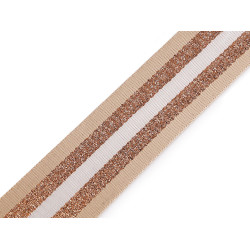 Taśma dwustronna szerokość 50 mm z lureksem - Jasnybeżowy (1 Metr)