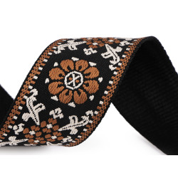 Taśma z haftem szerokość 50 mm - Brązowy (1 Metr)
