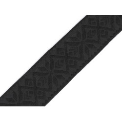 Taśma z haftem szerokość 48 mm - Czarny (1 Metr)