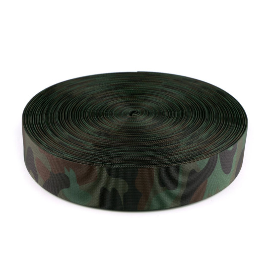 Double-sided camouflage webbing strap, width 50 mm - Green (1 Meter) Double-sided camouflage webbing strap, width 50 mm - Green (1 Meter)