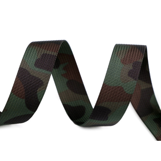 Double-sided camouflage webbing strap, width 25 mm - Green (1 Meter) Double-sided camouflage webbing strap, width 25 mm - Green (1 Meter)