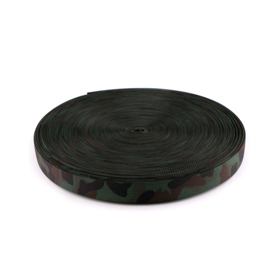 Double-sided camouflage webbing strap, width 25 mm - Green (1 Meter) Double-sided camouflage webbing strap, width 25 mm - Green (1 Meter)
