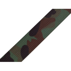 Double-sided camouflage webbing strap, width 25 mm - Green (1 Meter)