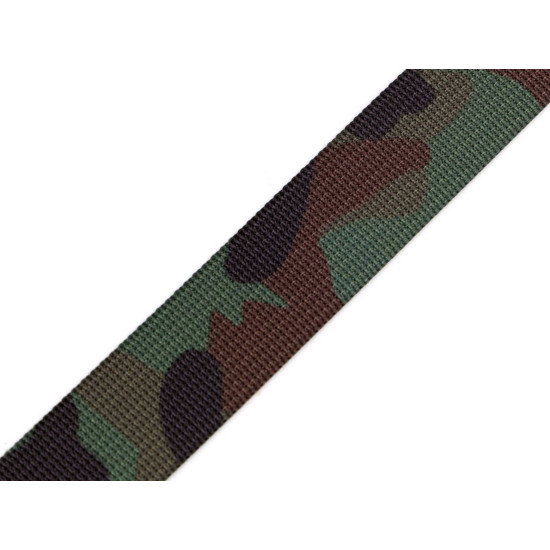 Double-sided camouflage webbing strap, width 25 mm - Green (1 Meter) Double-sided camouflage webbing strap, width 25 mm - Green (1 Meter)