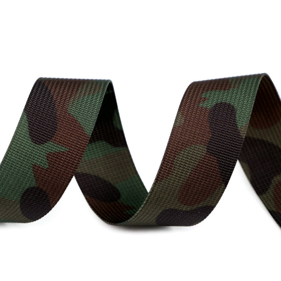Double-sided camouflage webbing strap, width 32 mm - Green (1 Meter)