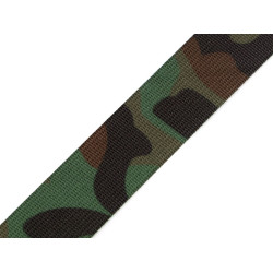 Double-sided camouflage webbing strap, width 32 mm - Green (1 Meter)