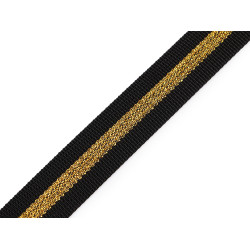 Beidseitiges polypropylen-gurtband mit lurex, breite 25 mm - Schwarz (1 Meter)