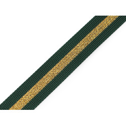 Beidseitiges polypropylen-gurtband mit lurex, breite 25 mm - Dunkelgrün (1 Meter)