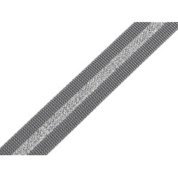 Beidseitiges polypropylen-gurtband mit lurex, breite 25 mm - Grau (1 Meter)