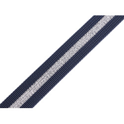 Beidseitiges polypropylen-gurtband mit lurex, breite 25 mm - Dunkelblau (1 Meter)