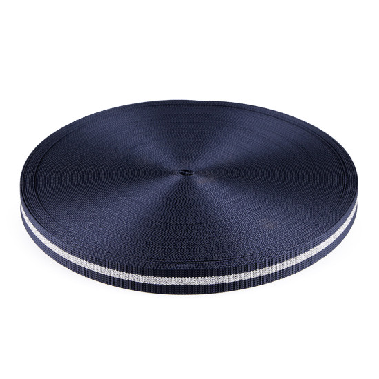 Beidseitiges polypropylen-gurtband mit lurex, breite 25 mm - Grau (1 Meter) Beidseitiges polypropylen-gurtband mit lurex, breite 25 mm - Grau (1 Meter)