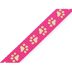 Polypropylene leash/collar strap webbing, glow in the dark, width 15 mm - Pink (1 Meter)