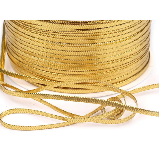 Sznureczek ozdobny z lureksem szer. 2,5mm płaski - Srebrny (50 Metry) Sznureczek ozdobny z lureksem szer. 2,5mm płaski - Srebrny (50 Metry)