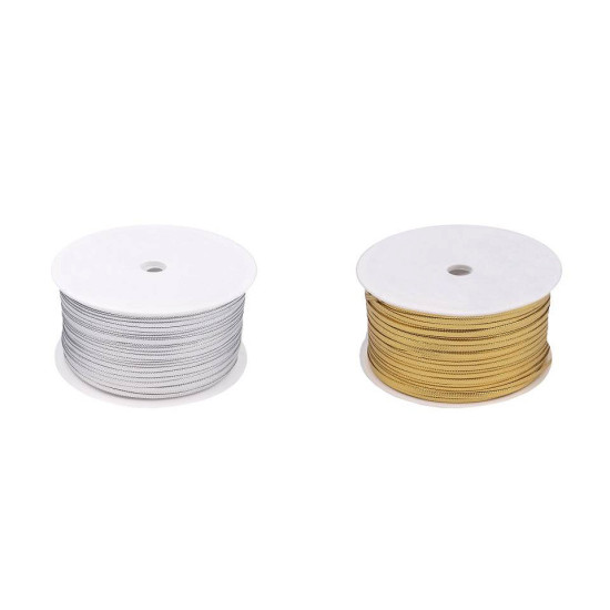 Sznureczek ozdobny z lureksem szer. 2,5mm płaski - Srebrny (50 Metry) Sznureczek ozdobny z lureksem szer. 2,5mm płaski - Srebrny (50 Metry)