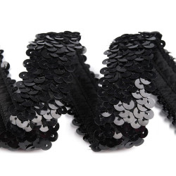 Elastic sequin trim width 30 mm - Black (1 Meter)
