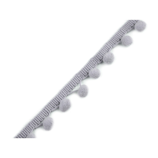 Taśma szerokość 20mm z pomponami ø10 mm - Mysi (1 Metr) Taśma szerokość 20mm z pomponami ø10 mm - Mysi (1 Metr)