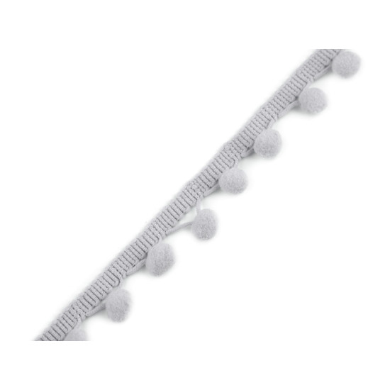 Taśma szerokość 20mm z pomponami ø10 mm - Mysi (1 Metr) Taśma szerokość 20mm z pomponami ø10 mm - Mysi (1 Metr)
