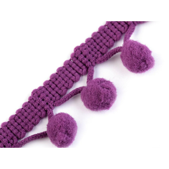 Taśma szerokość 20mm z pomponami ø10 mm - Mysi (1 Metr) Taśma szerokość 20mm z pomponami ø10 mm - Mysi (1 Metr)