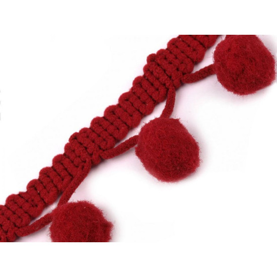 Taśma szerokość 20mm z pomponami ø10 mm - Mysi (1 Metr) Taśma szerokość 20mm z pomponami ø10 mm - Mysi (1 Metr)