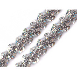 Sequin gimp trim braid width 15 mm hologram effect - Silver (1 Meter)