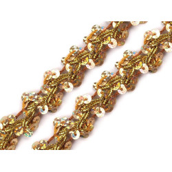 Sequin gimp trim braid width 15 mm hologram effect - Gold (1 Meter)