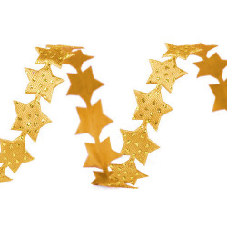 Liseré tressé satiné de noël, étoiles, largeur 14 mm - Or (1 Mètre)