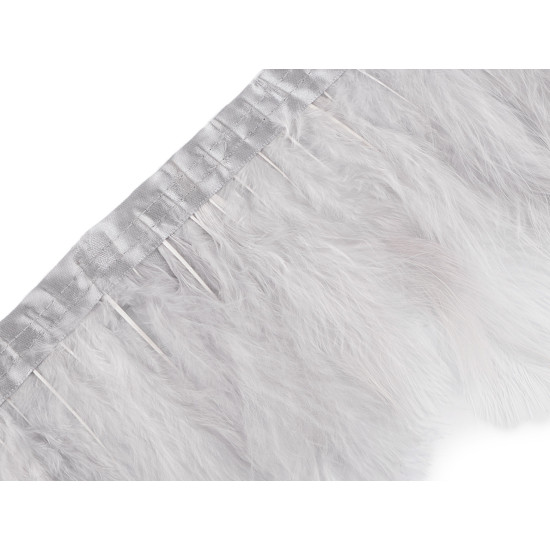 Borte – marabufedern, 12–15 cm - Hell-grau (1 Stück) Borte – marabufedern, 12–15 cm - Hell-grau (1 Stück)