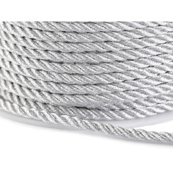 Sznurek skręcany z lureksem ø3 mm - Srebrny (100 Metry)
