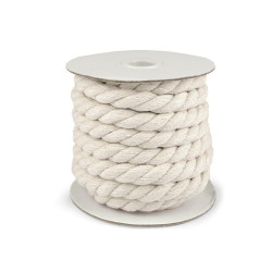 Twisted cotton cord / rope ø15 mm, macrame - Ecru light (1 Meter)