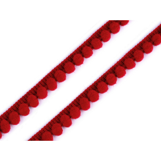 Taśma szerokość 11 mm z pomponami ø5 mm - White (1 Metr) Taśma szerokość 11 mm z pomponami ø5 mm - White (1 Metr)