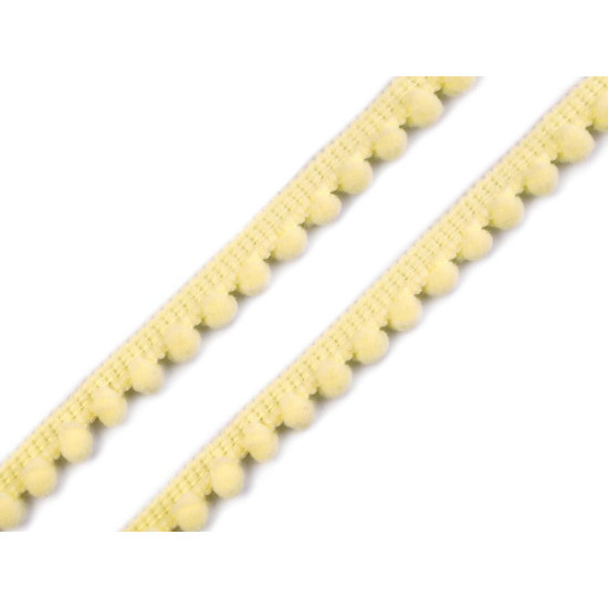 Taśma szerokość 11 mm z pomponami ø5 mm - White (1 Metr) Taśma szerokość 11 mm z pomponami ø5 mm - White (1 Metr)