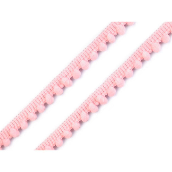 Taśma szerokość 11 mm z pomponami ø5 mm - White (1 Metr) Taśma szerokość 11 mm z pomponami ø5 mm - White (1 Metr)