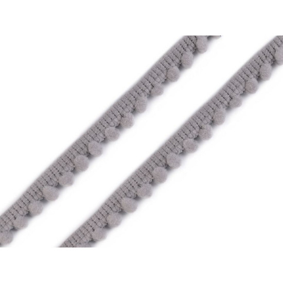 Taśma szerokość 11 mm z pomponami ø5 mm - White (1 Metr) Taśma szerokość 11 mm z pomponami ø5 mm - White (1 Metr)