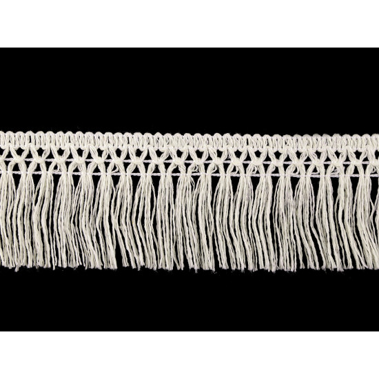Frędzle bawełniane szerokość 55 mm - White (9 Metry) Frędzle bawełniane szerokość 55 mm - White (9 Metry)