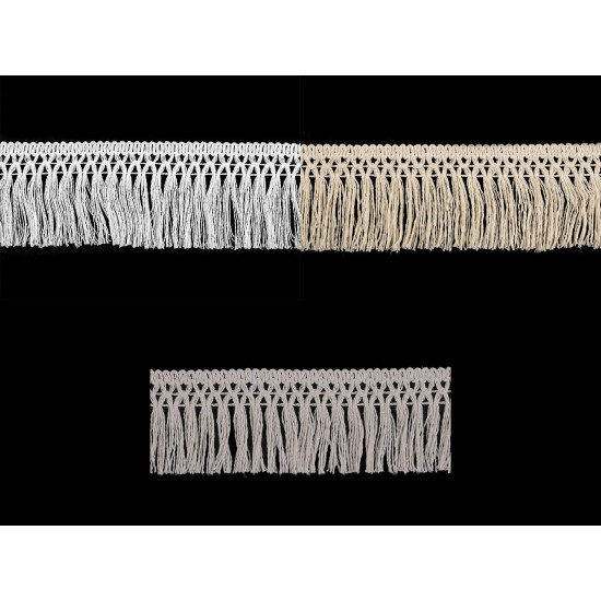 Frędzle bawełniane szerokość 55 mm - White (9 Metry) Frędzle bawełniane szerokość 55 mm - White (9 Metry)