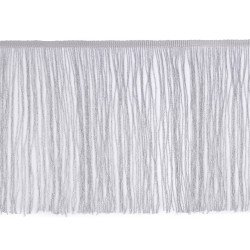 Bordure à franges avec lurex, largeur 25 cm - Argent (1 Mètre)