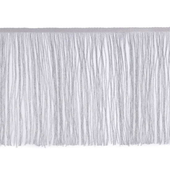 Bordure à franges avec lurex, largeur 25 cm - Blanc (1 Mètre) Bordure à franges avec lurex, largeur 25 cm - Blanc (1 Mètre)