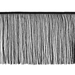 Bordure à franges avec lurex, largeur 25 cm - Noir (1 Mètre)