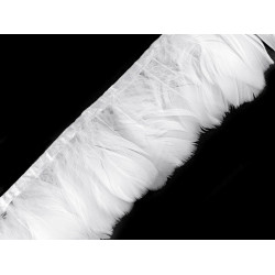 Taśma z piór - gęsie pióra szerokość 6-11 cm - White (1 Metr)