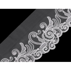 Taśma wyszywana na monofilu z lureksem szerokość 18 cm - Off white (1 Metr)