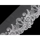 Dantelă brodată pe organza, lățime 18 cm - Bej deschis (1 Metru) Dantelă brodată pe organza, lățime 18 cm - Bej deschis (1 Metru)