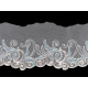 Dantelă brodată pe organza, lățime 18 cm - Bej deschis (1 Metru) Dantelă brodată pe organza, lățime 18 cm - Bej deschis (1 Metru)
