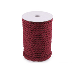 Twisted cotton cord / rope ø8 mm, macrame - Dark red (20 Meters)